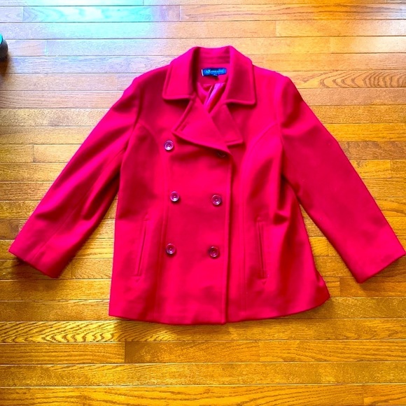 Red Anne Klein Women’s Pea Coat - XL - Picture 3 of 6